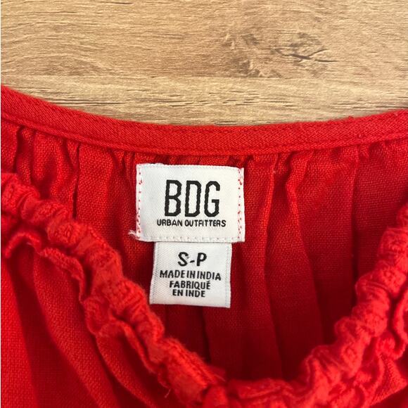 Urban Outfitters BDG Cotton Linen Milkmaid Babydoll Mini Dress Red Sz Small Y2K - Picture 4 of 7